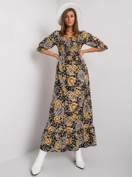 Dress-DHJ-SK-13965-1.61P-Black-Yellow