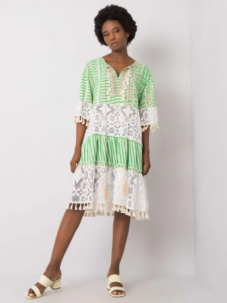 Dress-DHJ-SK-13567.41P-white-green