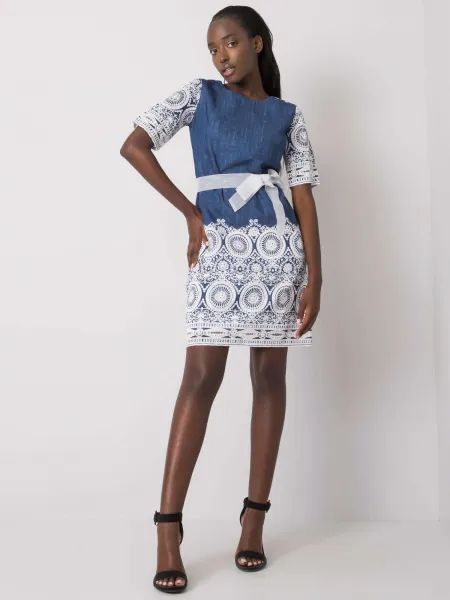 Dress-LK-SK-506836-1.74P-white-navy blue
