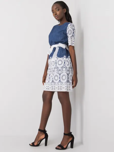 Dress-LK-SK-506836-1.74P-white-navy blue
