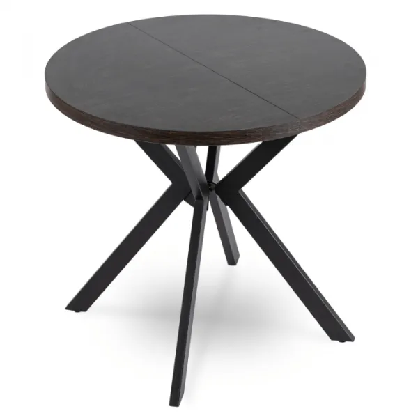 JAKS Okrúhly rozkladací stôl 80 - 160 cm čierny Dorian