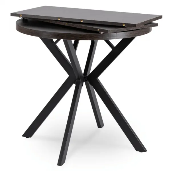 JAKS Okrúhly rozkladací stôl 80 - 160 cm čierny Dorian