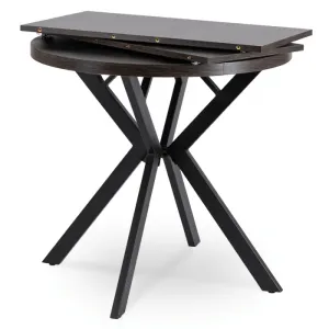 JAKS Okrúhly rozkladací stôl 80 - 160 cm čierny Dorian