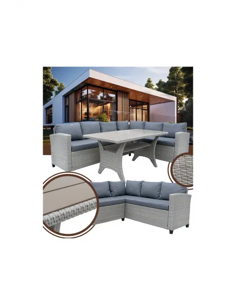 Set záhradného nábytku STOKHOLM G1099 + stôl v šedej farbe