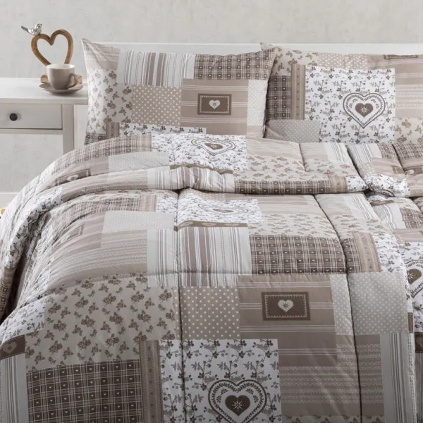 Letná sada periny a vankúša PATCHWORK, béžová