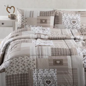 Letná sada periny a vankúša PATCHWORK, béžová