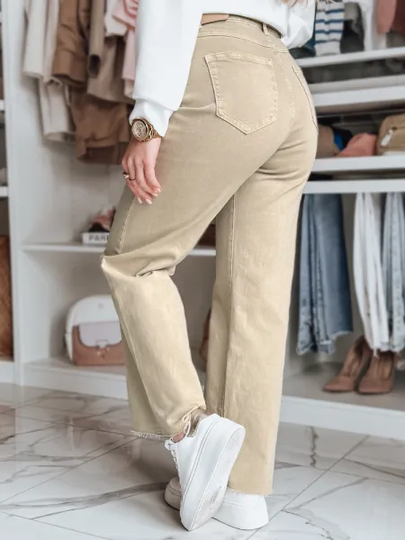 Dámske béžové rifle wide leg LUXEFLOW