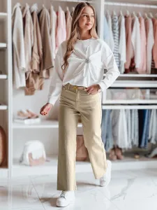 Dámske béžové rifle wide leg LUXEFLOW