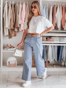 Dámske nohavice wide leg MOBISKA modré
