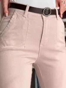 Dámske slim fit nohavice s opaskom TAIRONIK ružové