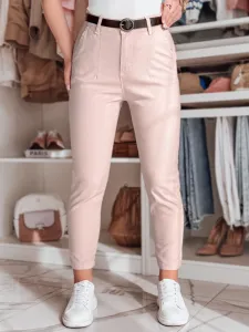 Dámske slim fit nohavice s opaskom TAIRONIK ružové