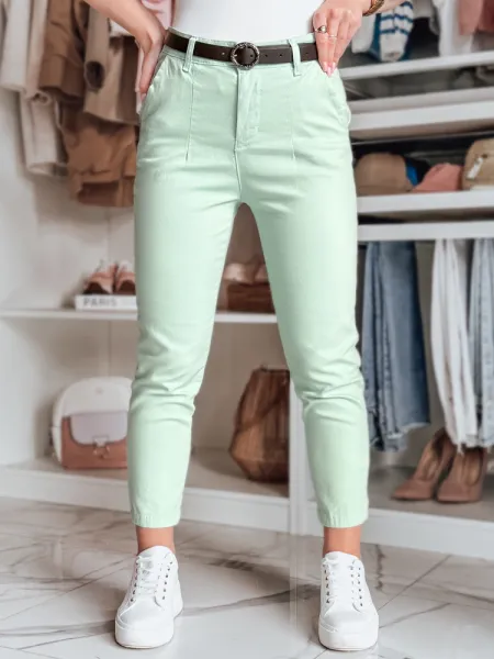 Dámske slim fit nohavice s opaskom, mätové