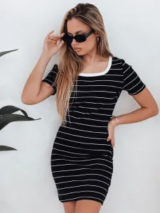 Prúžkované mini šaty LINELLA čierne