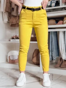 Dámske slim fit nohavice TAIRONIK s opaskom, horčicové