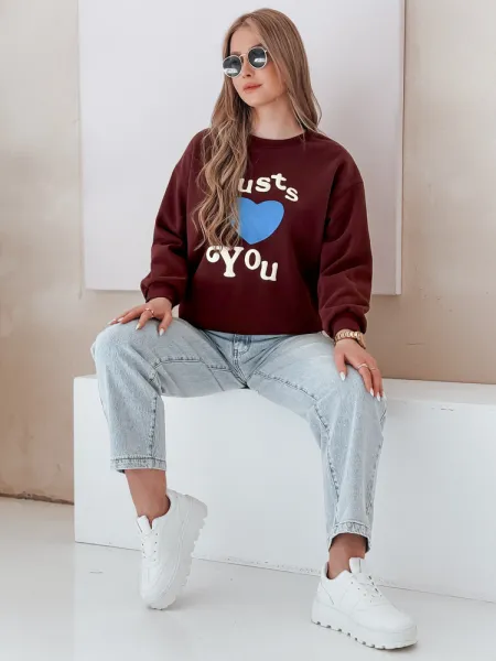 Dámska oversize mikina s potlačou FEELME bordová