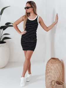 Dámske mini šaty pruhované čierne