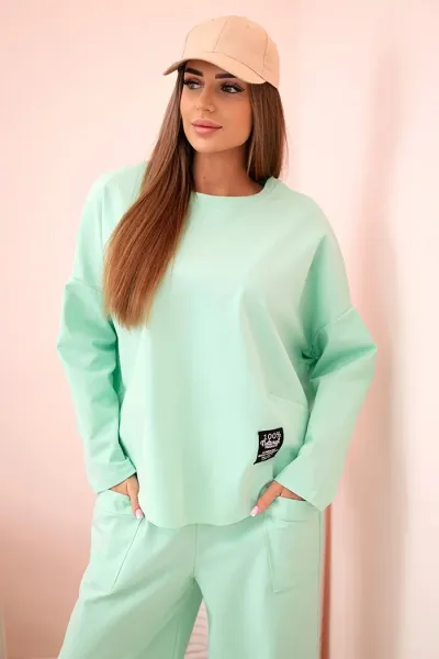 Legínovo Súprava new punto mikina + nohavice slivková Farba: Svetlá mätová, Veľkosť: UNI