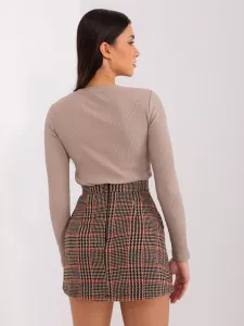 Factory Dámska vzorovaná trapezová mini sukňa s vreckami Farba: Hnedá, Veľkosť: S