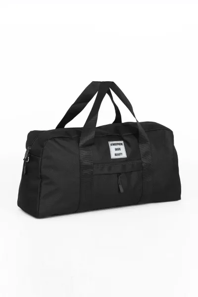 59458 Dewberry Unisex Front Pocket Long Strap Sports Bag-BLACK
