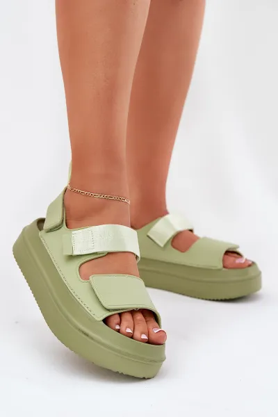 Boto Dámske Sandále Na Platforme S Velcro Zelené Nitepira