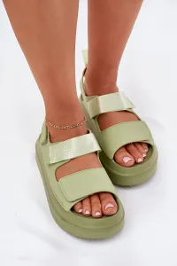 Boto Dámske Sandále Na Platforme S Velcro Zelené Nitepira