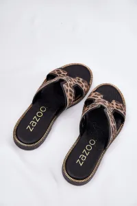 Kožené Plátené Papuče S Leopardím Vzorom Zazoo