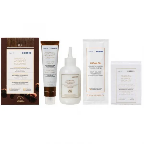Korres Argan Oil permanentná farba na vlasy s arganovým olejom odtieň 6.7 Cocoa 50 ml