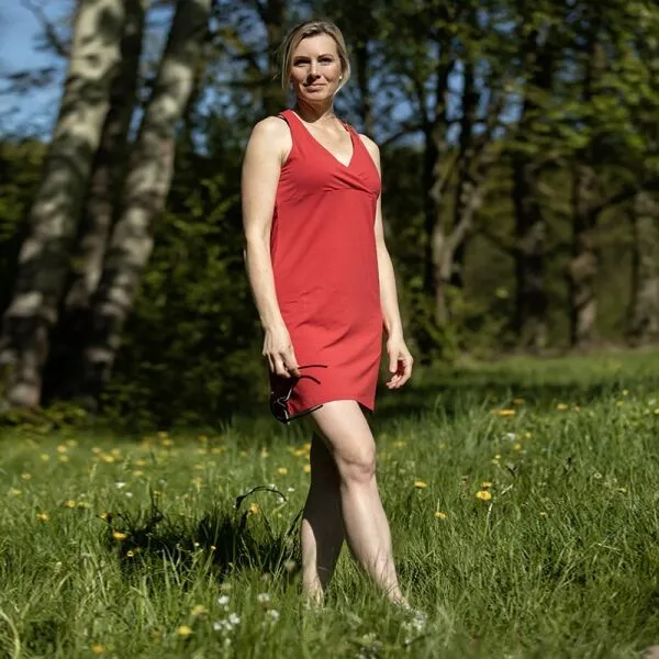 PROGRESS EMILY Dámske športové šaty s bambusom, červená, veľkosť