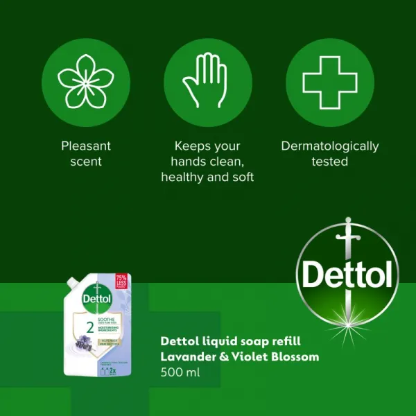 Dettol tekuté mydlo (NÁHRADNÁ NÁPLŇ) 500 ml - Levanduľa