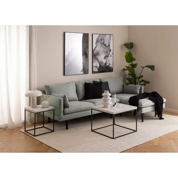 Actona Odkládací stolek Barossa 40 cm bílý mramor/černý