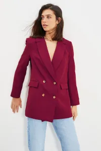 Trendyol Burgundy Oversize Lined Buttoned Woven Blazer Jacket
