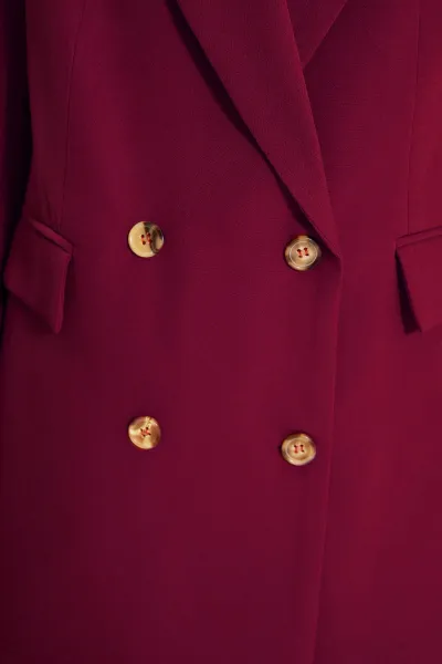 Trendyol Burgundy Oversize Lined Buttoned Woven Blazer Jacket