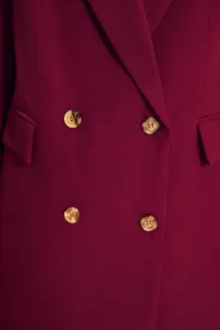 Trendyol Burgundy Oversize Lined Buttoned Woven Blazer Jacket