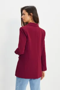 Trendyol Burgundy Oversize Lined Buttoned Woven Blazer Jacket