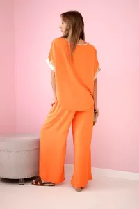 Legínovo Súprava z viskózy so zlatým lemovaním tmavo béžová Farba: Oranžová, Veľkosť: UNI