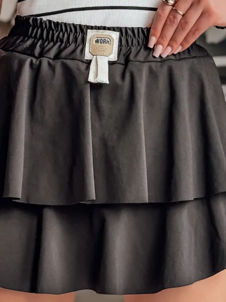 Čierna mini sukňa s volánmi FALBELA