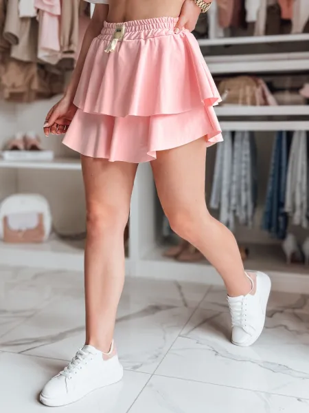 Ružová mini sukňa s volánmi FALBELA