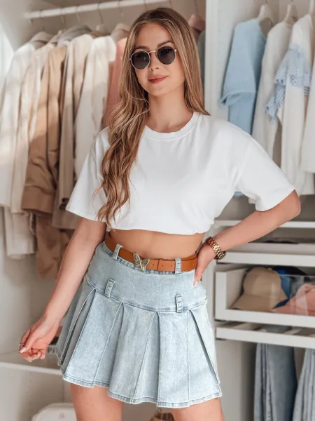Dámska rifľová mini sukňa s opaskom BLUETTA