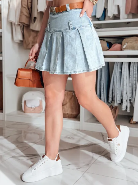 Dámska rifľová mini sukňa s opaskom BLUETTA