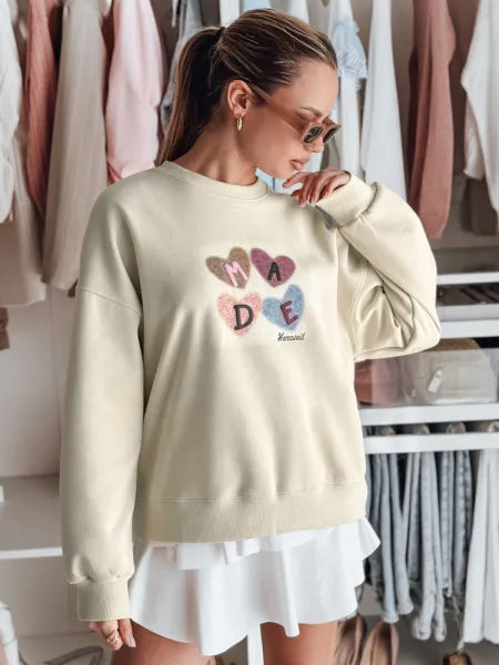 Dámska oversize mikina s potlačou srdiečok