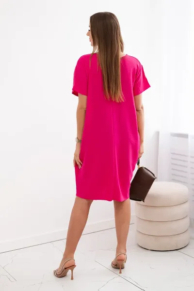 Kesi Włoski Šaty s vreckami a príveskom fuchsia