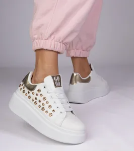 marka niezdefiniowana White sneakers with gold detail and studs Urlana