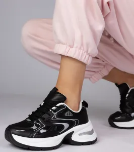 marka niezdefiniowana Black sporty sneakers with thick sole Asetrina