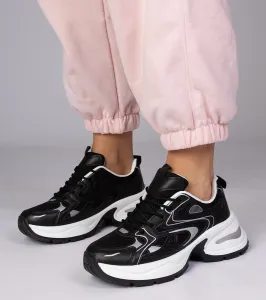 marka niezdefiniowana Black sporty sneakers with thick sole Asetrina