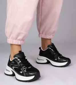 marka niezdefiniowana Black sporty sneakers with thick sole Asetrina