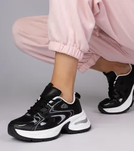 marka niezdefiniowana Black sporty sneakers with thick sole Asetrina