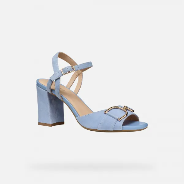 Light blue women's sandals Geox New Eraklia 80 - Women's
