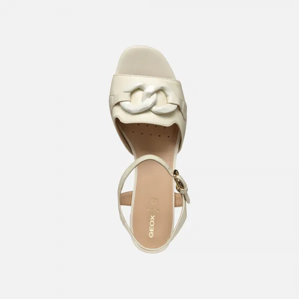 Cream women's sandals Geox New Eraklia 50 T - Women's