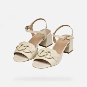 Cream women's sandals Geox New Eraklia 50 T - Women's