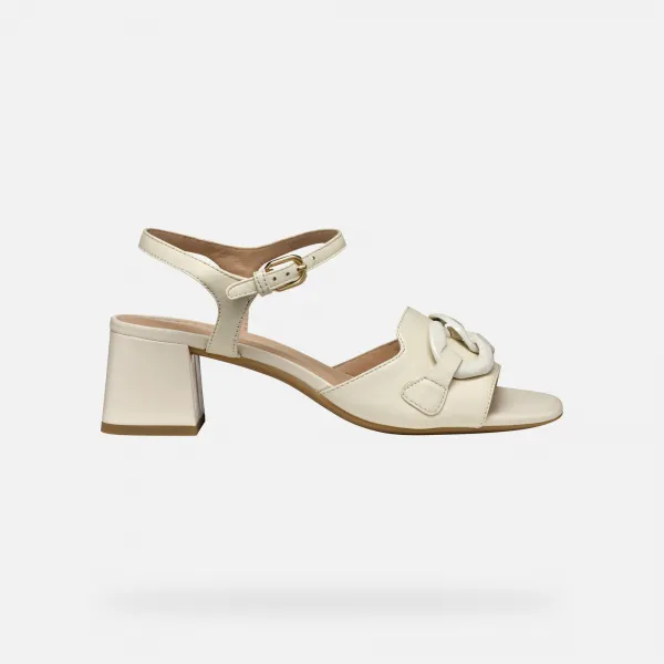 Cream women's sandals Geox New Eraklia 50 T - Women's